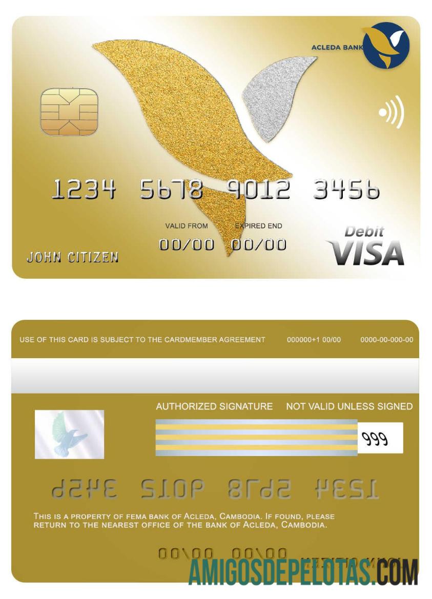 Cartão Visa Camboja Acleda Bank modelo